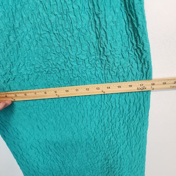 Vintage Y2K Slip Dress Size M 10 Blue Crinkle Textured V-neck Retro 2000s Chic - Picture 12 of 13